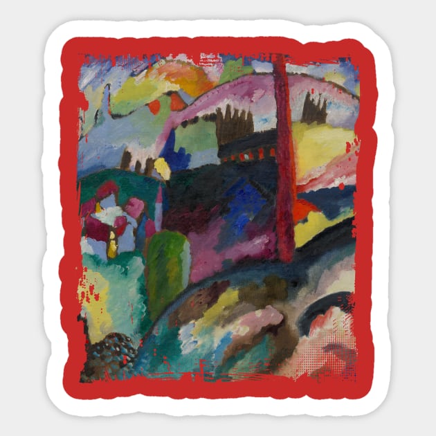 Landscape with Factory Chimney (1910) Wassily Kandinsky Sticker by IceTees